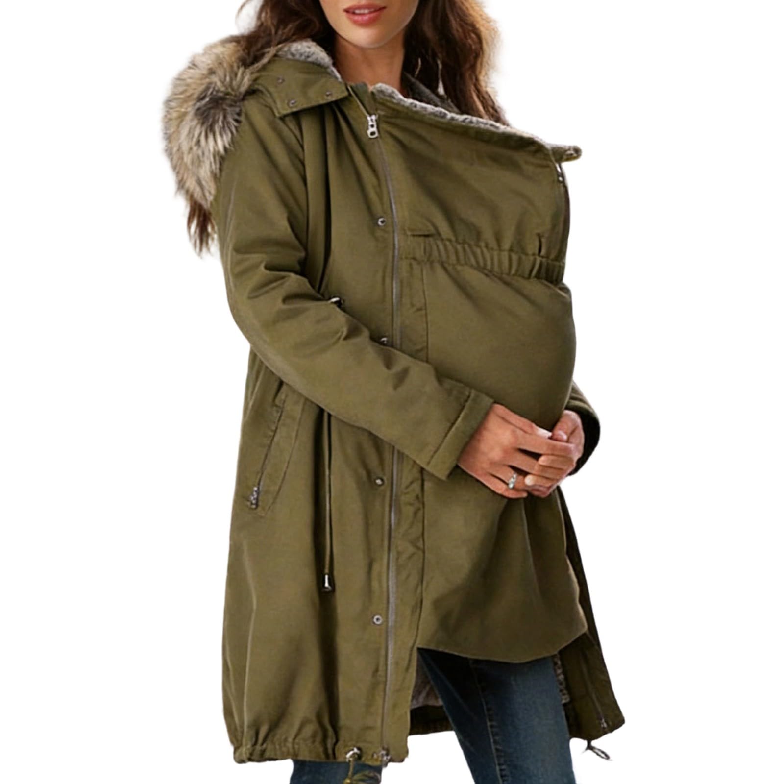 Nuevo abrigo de maternidad con cuello y capucha para otoño/invierno