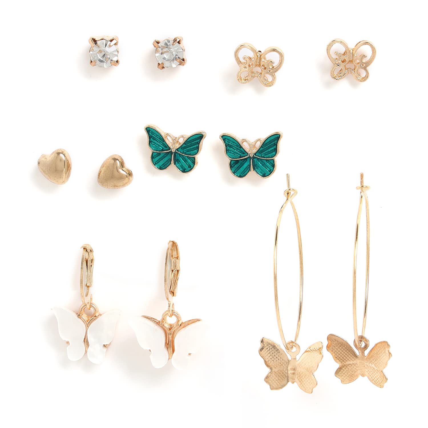 SOHI Butterfly Inspired Earrings set for women, Multicolour With Crystal Stones, Gold Plated, cute earrings for girls, fashion jewellery for women, Light Weight (B09P4X7QKP) Amazon Price History, Amazon Price Tracker