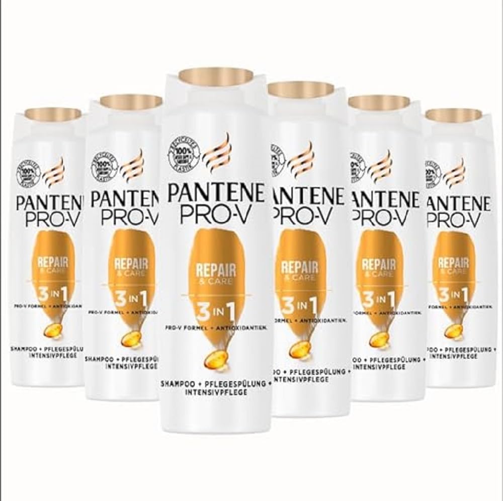 Pantene Pro-V Care 3-in-1 Shampoo Conditioner and Hair Treatment, Pack of 6 (6 x 250 ml) for Damaged Hair Hair Treatment, Dry Hair