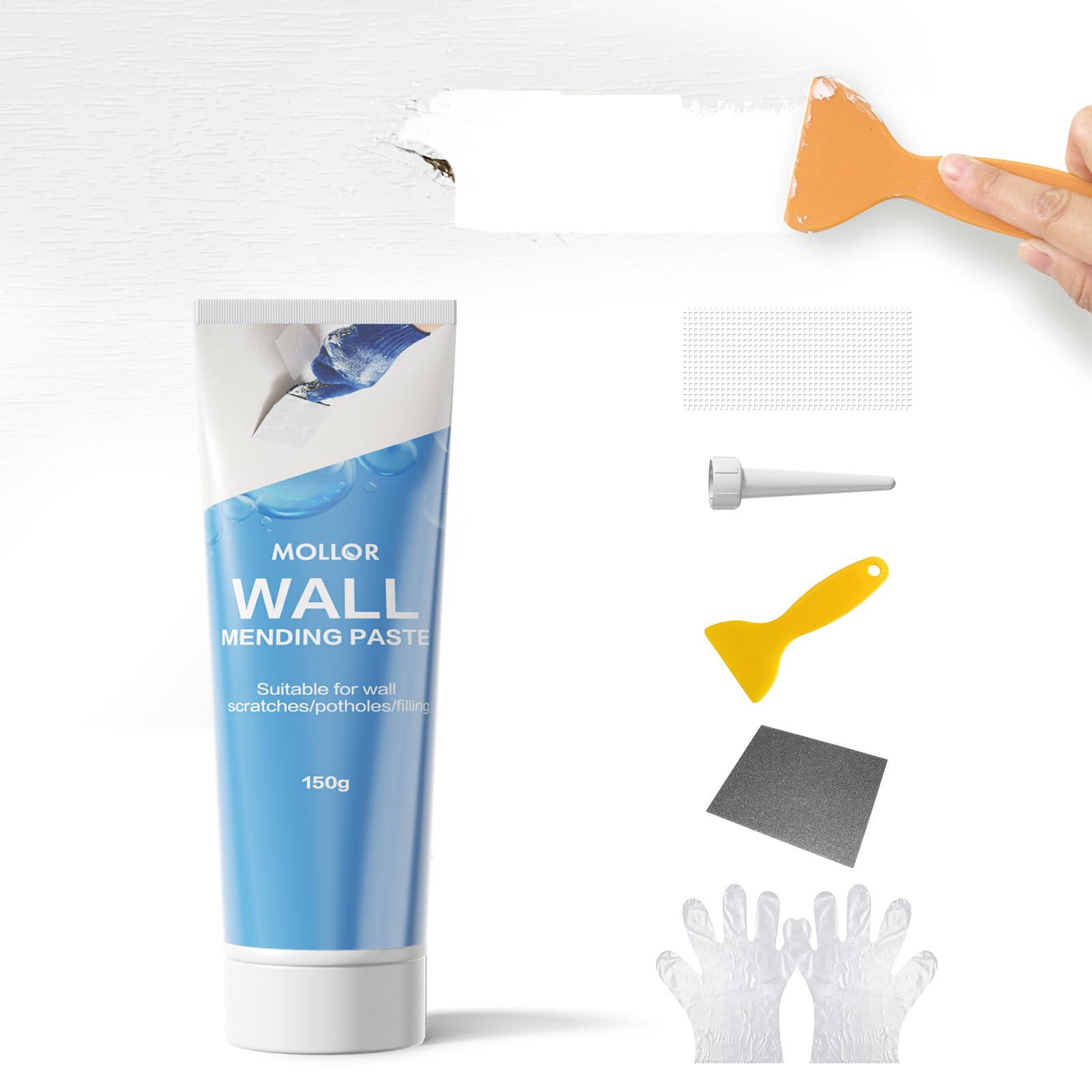 Drywall Repair Kit Wall Patch 150g Spackle Wall Repair Paste with Scraper Wall Mending Agent Quick and Easy