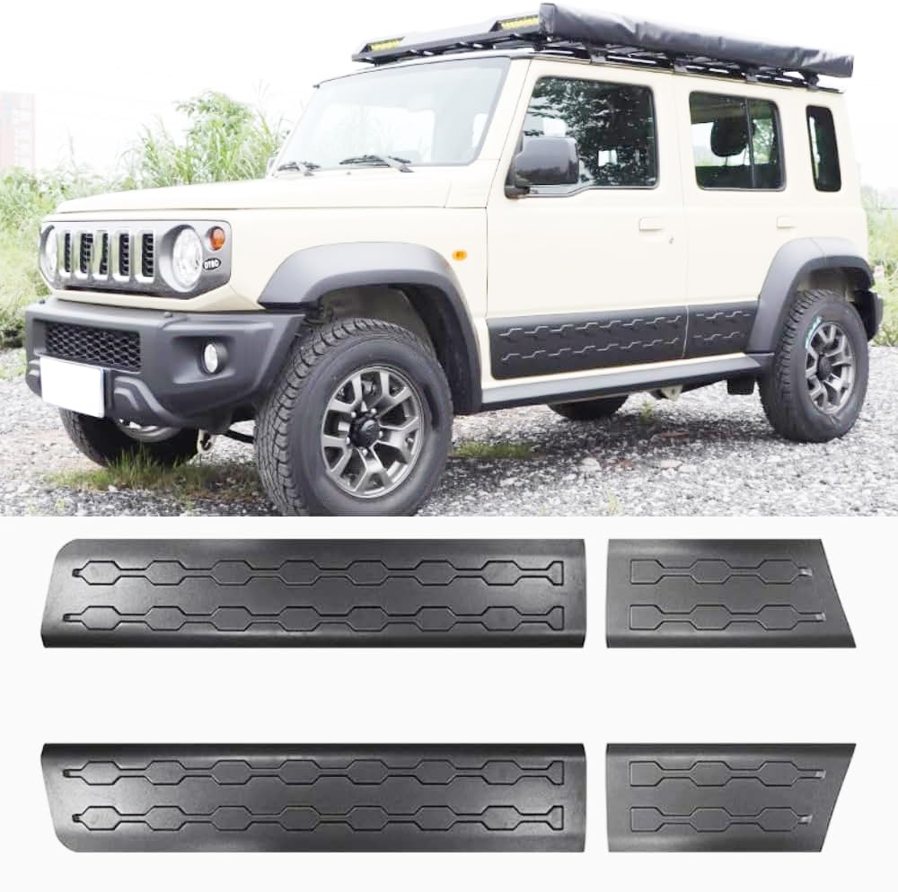 Toworldit 4pcs/Set ABS Exterior Side Door Body Molding Anti-Scratch Guard Cover Compatible with Suzuki Jimny 5-Door 2023-2024
