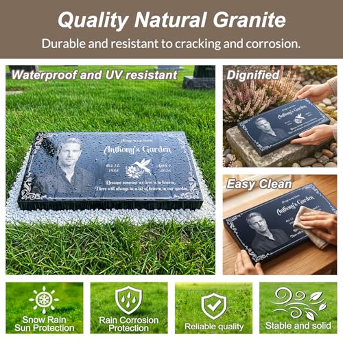 Image of Natural Granite Flat Tombstone, Personalized Memorial Grave Marker