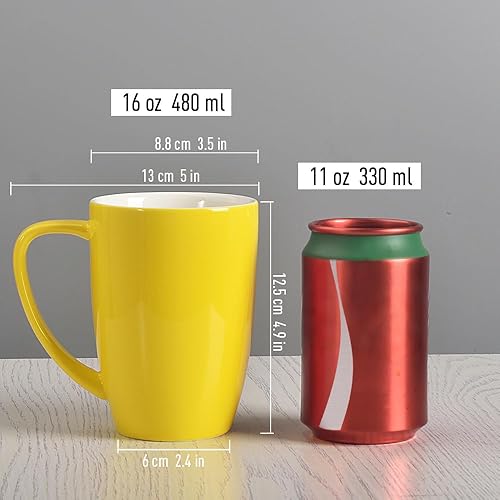 Miniatura 8 de homEdge Juego de tazas de porcelana, taza de 16 onzas para té, latte, moca, chocolate caliente, juego de 6, colores surtidos