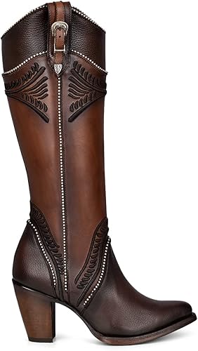 Cuadra Botas altas de mujer en piel bovina con cremallera marrón