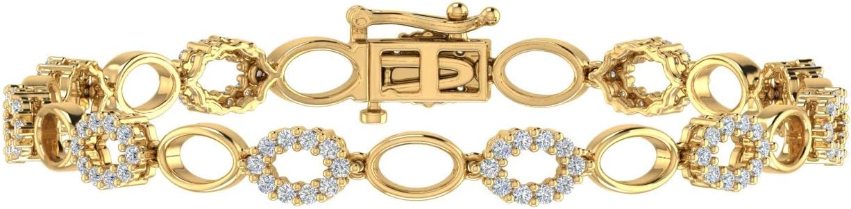1.5 Carat Natural Diamond Link Bracelet for Women in 14K Gold (7.5 Inch) (SI1-SI2 Clarity)