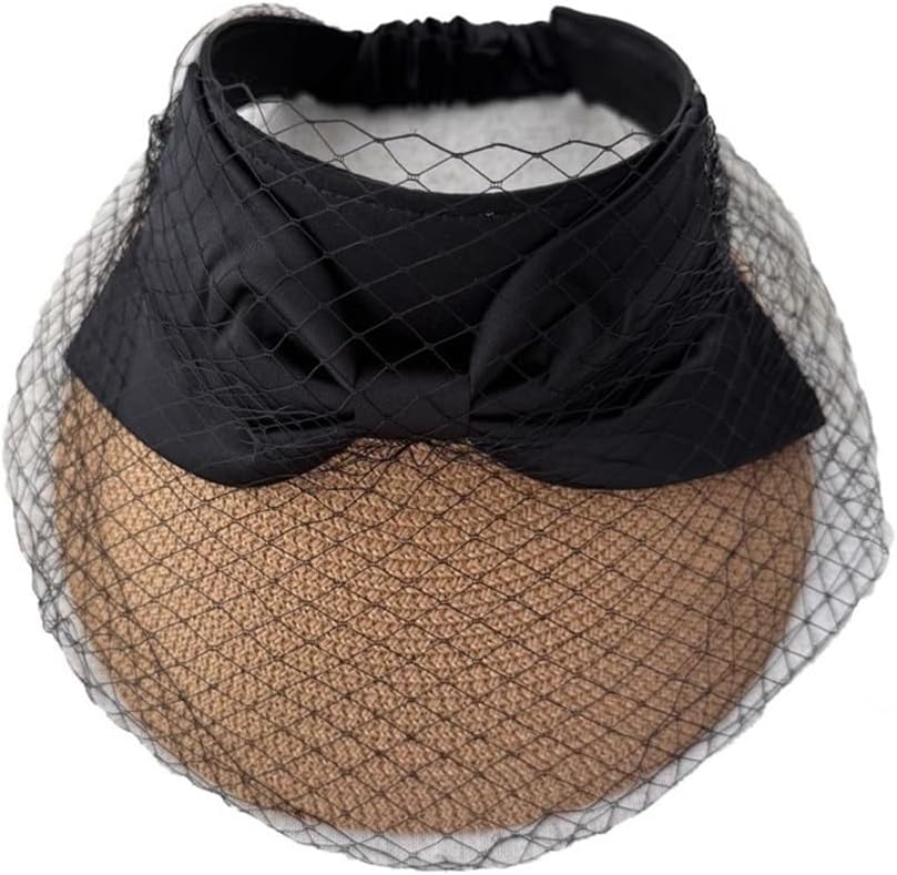[ASALIT] サンバイザー レディース レディース メッシュ ボウ サンハット 大きなつば トップレス サンキャップ 小顔効果