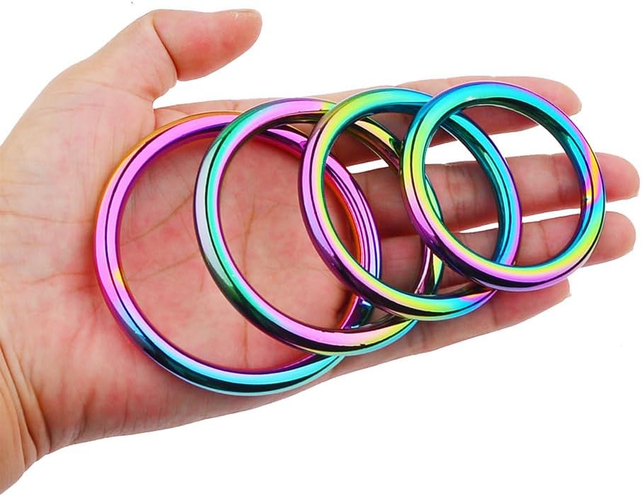 Rainbow Metal Cock Ring, 4 Sizes (Large)