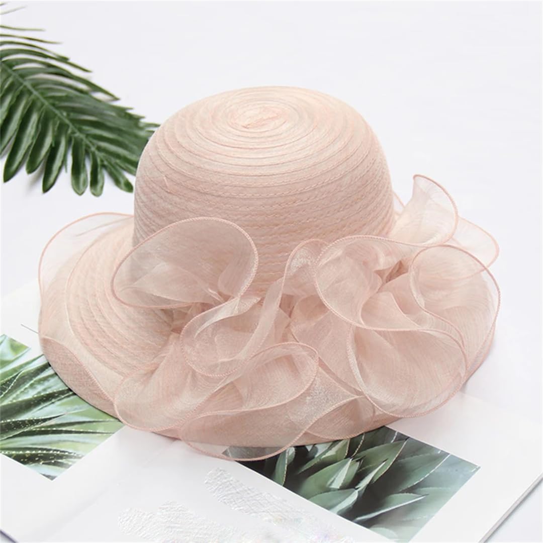 Yeuyyben Cappello da donna in organza per matrimonio estivo da chiesa cappello da donna Tea Party Bow Hat femminile