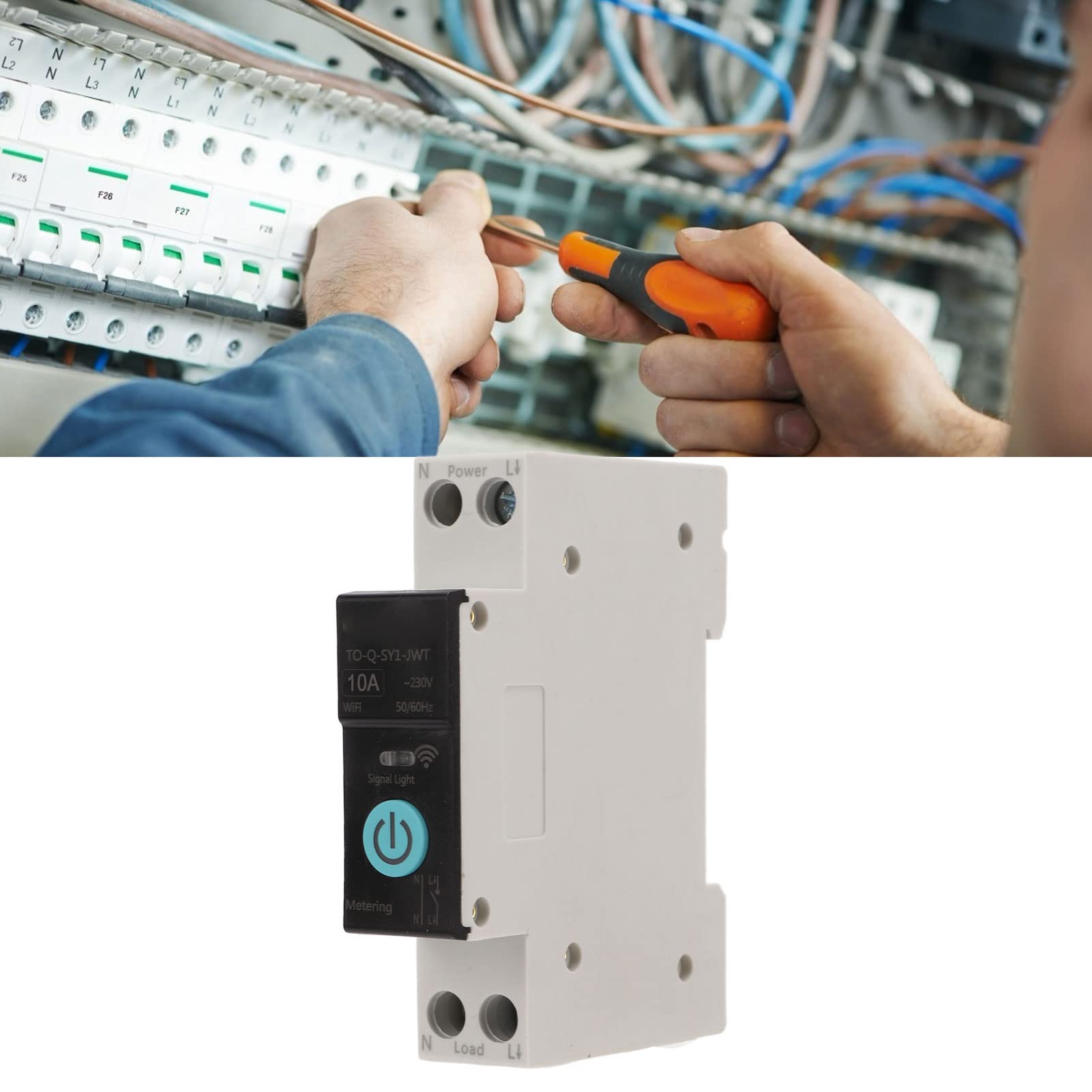 Interruttore Smart WIFI per Interruttore Automatico su Guida Din, Telecomando per Telefono Cellulare 3 Modalità di Temporizzazione per Elettrodomestici, Interruttore Automatico(32A)