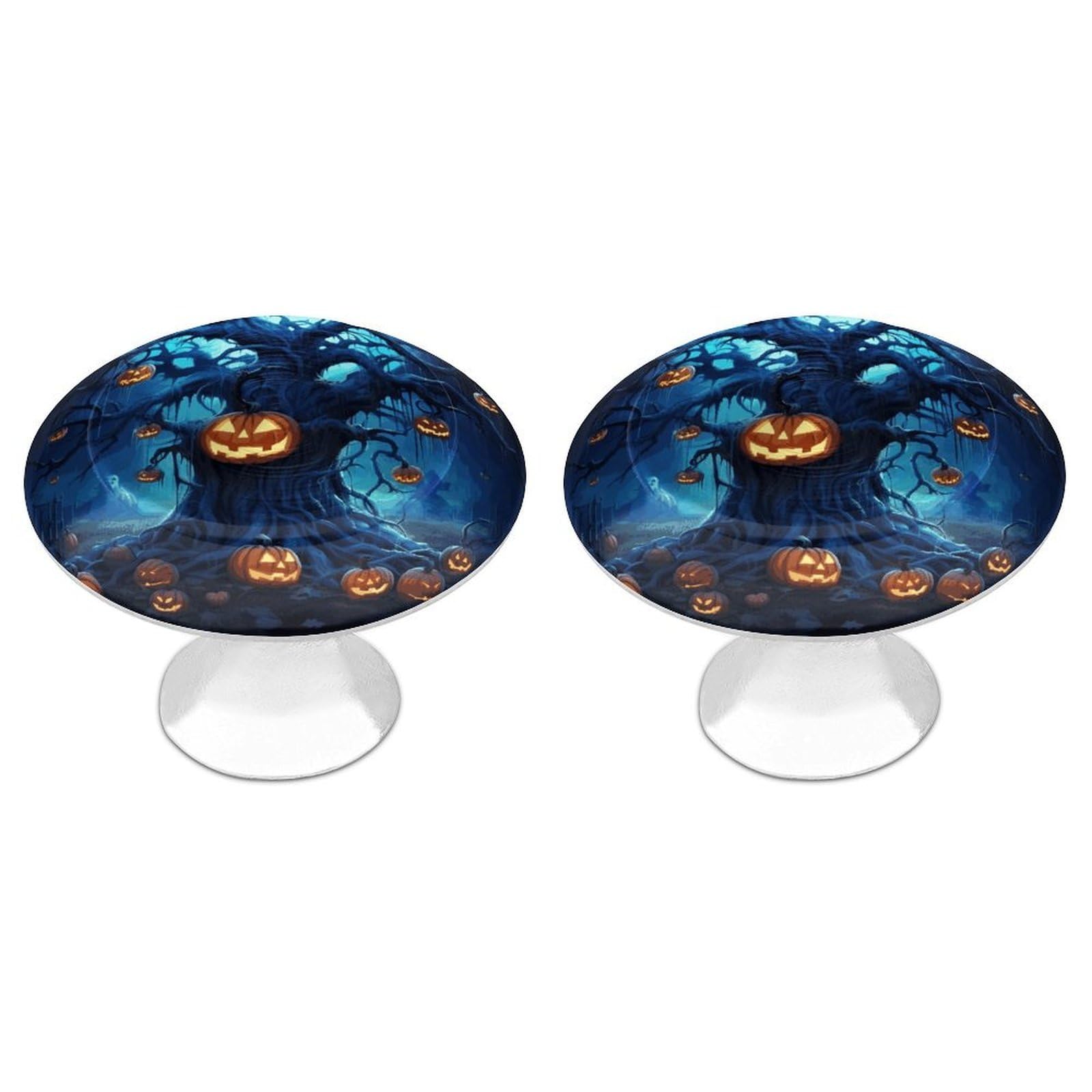 Btcowzrv Style Halloween Pumpkin Tree Blue 2 Pack Cabinet Knobs Drawer Pulls
