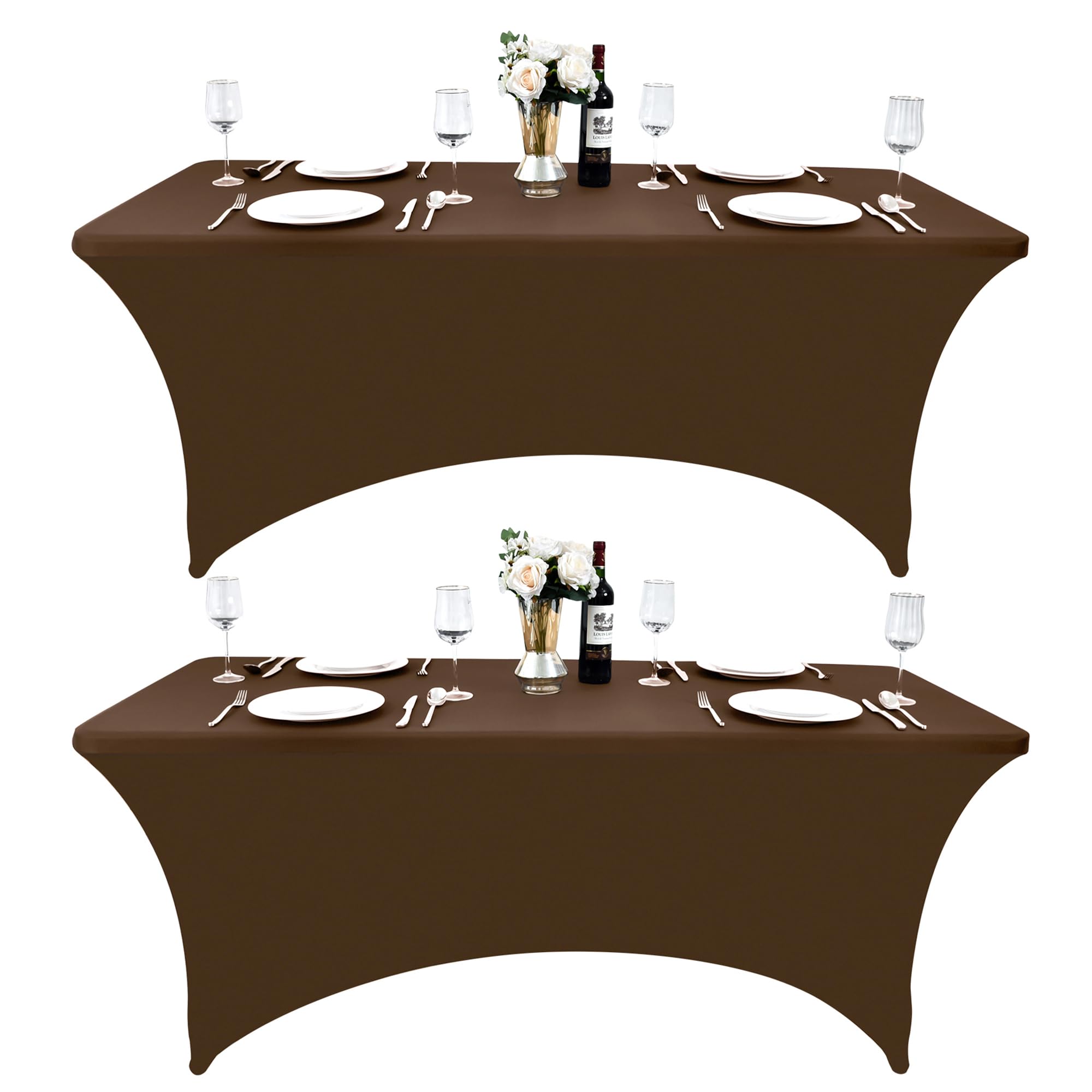 Photo 1 of ZarzaaSik 2-Pack 6ft Spandex Table Covers for Rectangle Standard Folding Tables - Wrinkle Resistant Stretch Tablecloths - Ultimate Fitted Table Protector for Parties, Trade Shows, Banquet