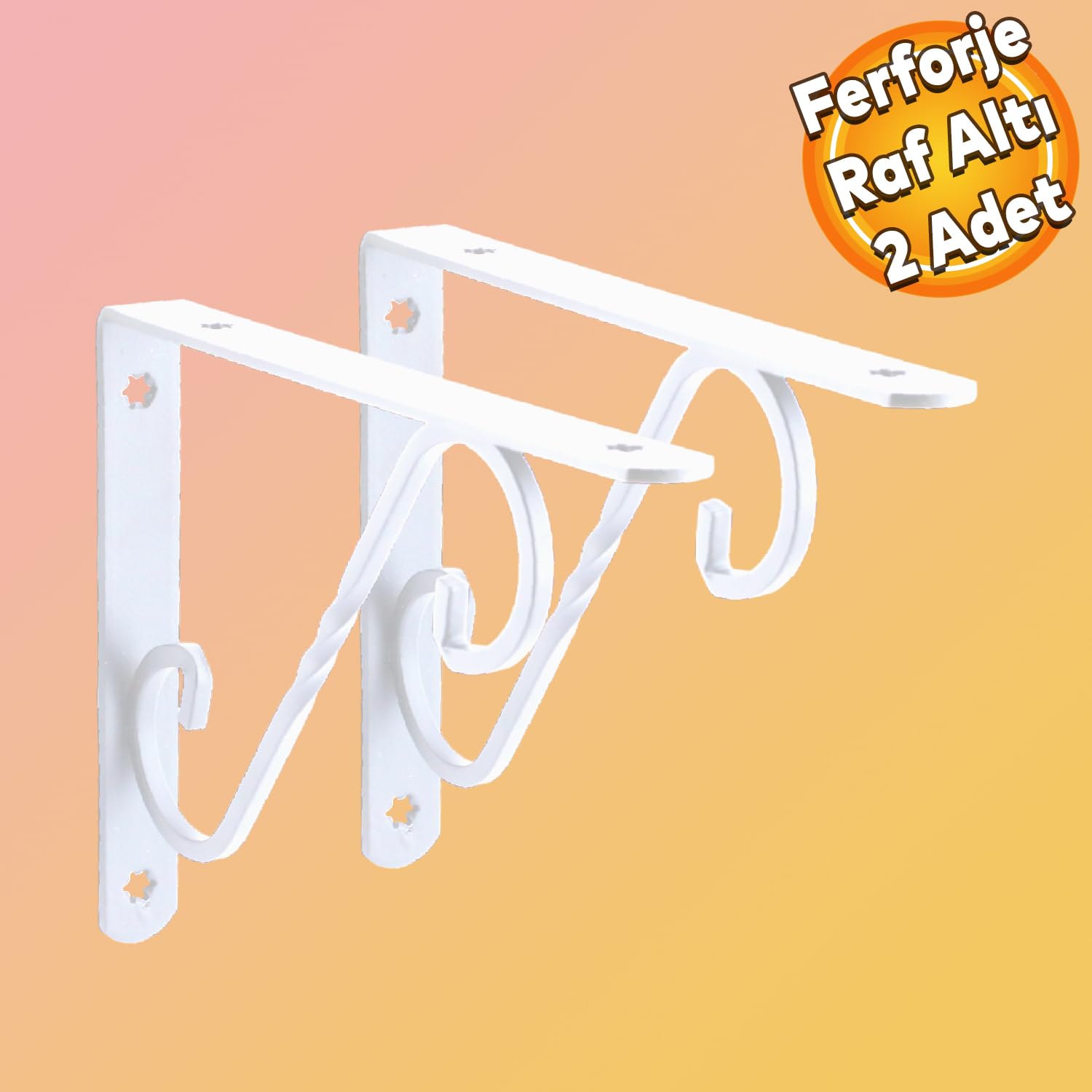 Raf Altı Raf Tutucu Ayak Ferforje Beyaz 150x110 mm 2 ADET