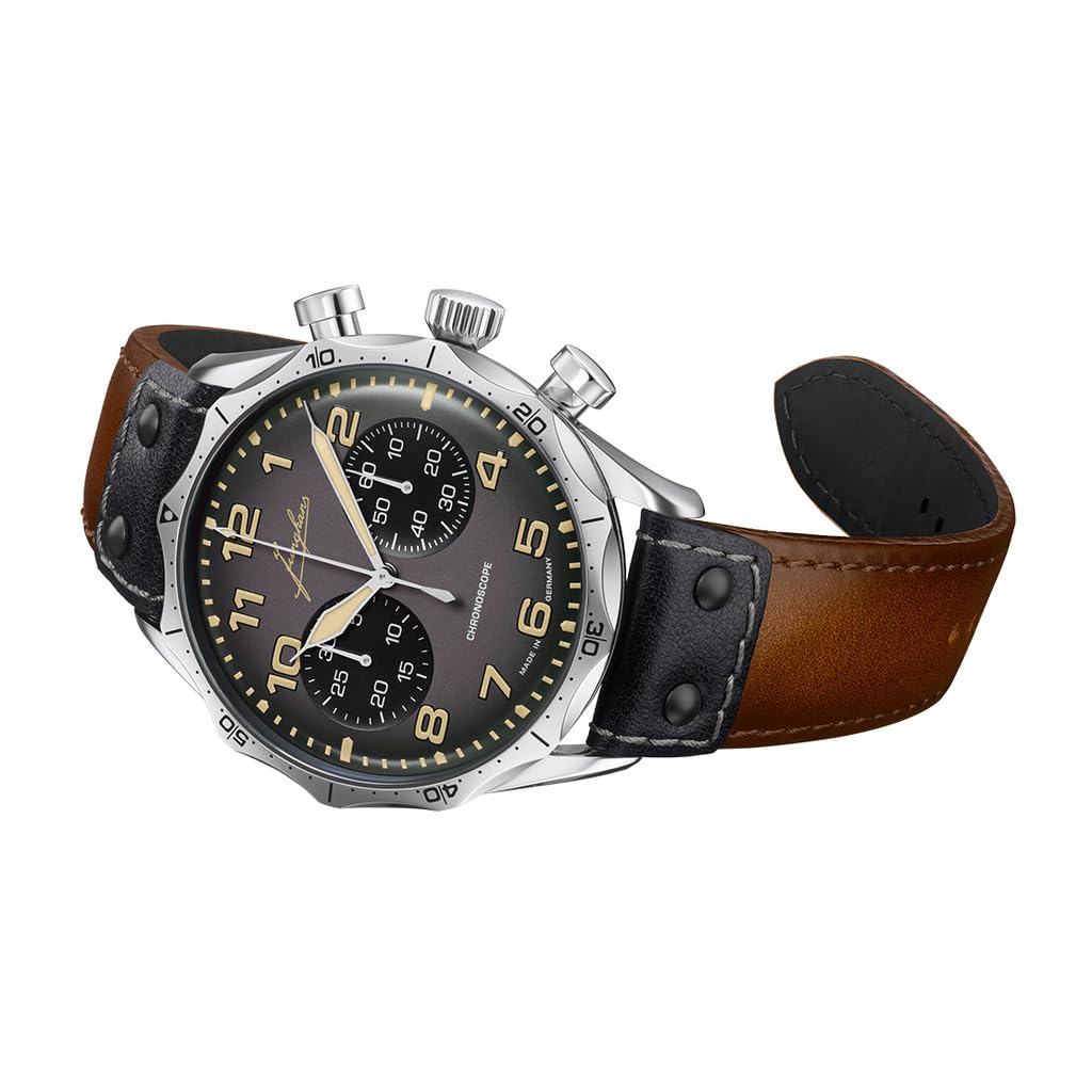 JUNGHANS Meister Pilot Chronoscope Fliegeruhr Braun/Anthrazit 27/3493.00