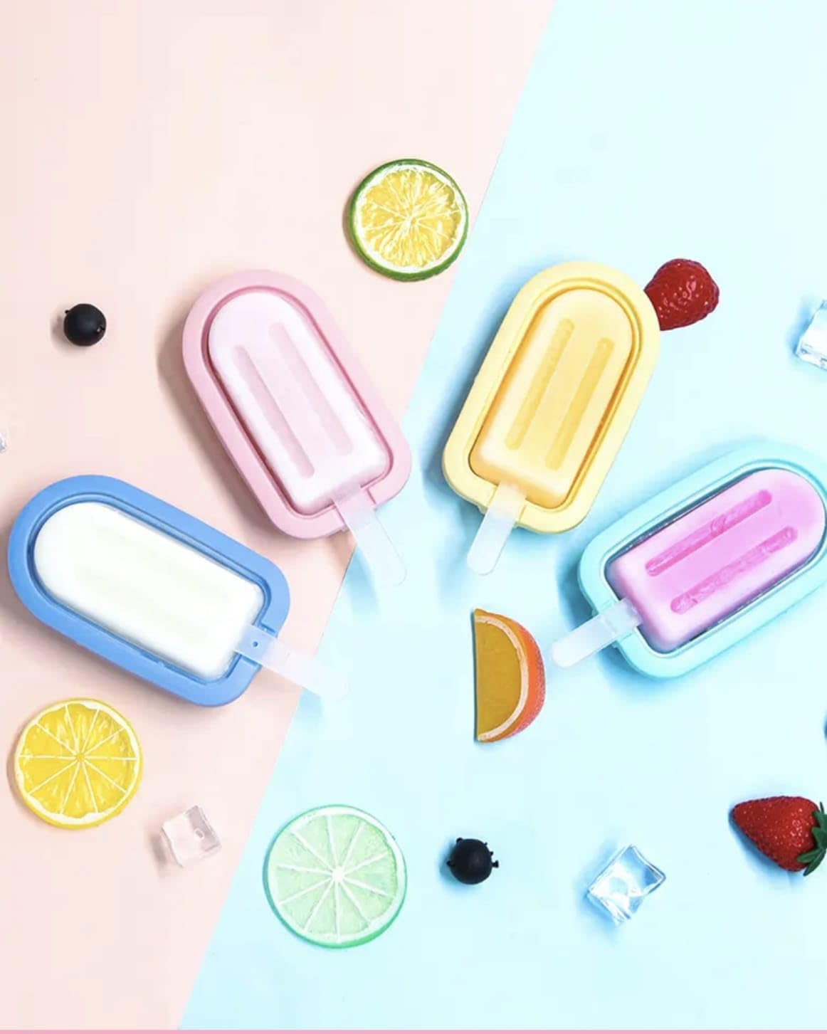SR Popsicle Molds, Silicone Ice Cream Mold with Cover, DIY Ice Cream Tray Creative Ice Making Kitchen Tools for Household (4 PES), 12L x 10W x 10H cm-image-23