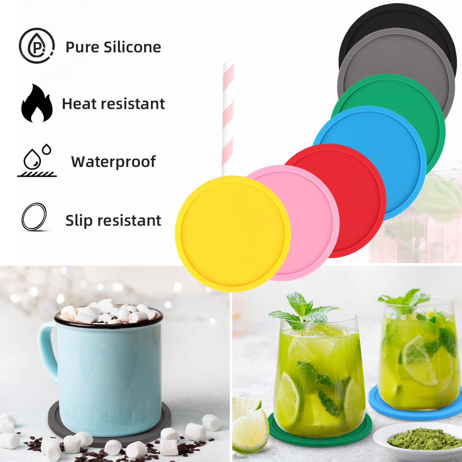CGEAMDY Sottobicchiere per Auto, Sottobicchiere Universale in Silicone