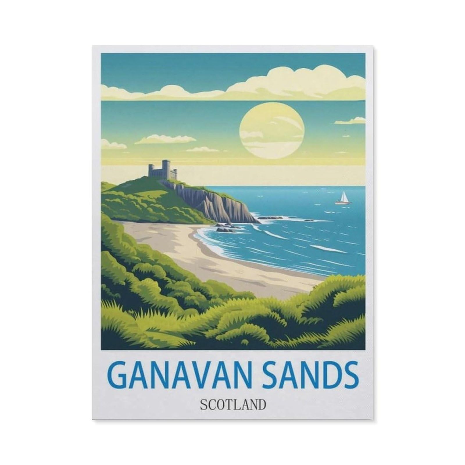 Paint by Numbers，Ganavan Sands Scotland ,DIY Paint by Numbers Kits for Adults Kids,Canvas Oil Painting with Brushes and Acrylic Pigment Paint by Numbers Arts Craft for Home Wall Decor(40x50cm) -DD27