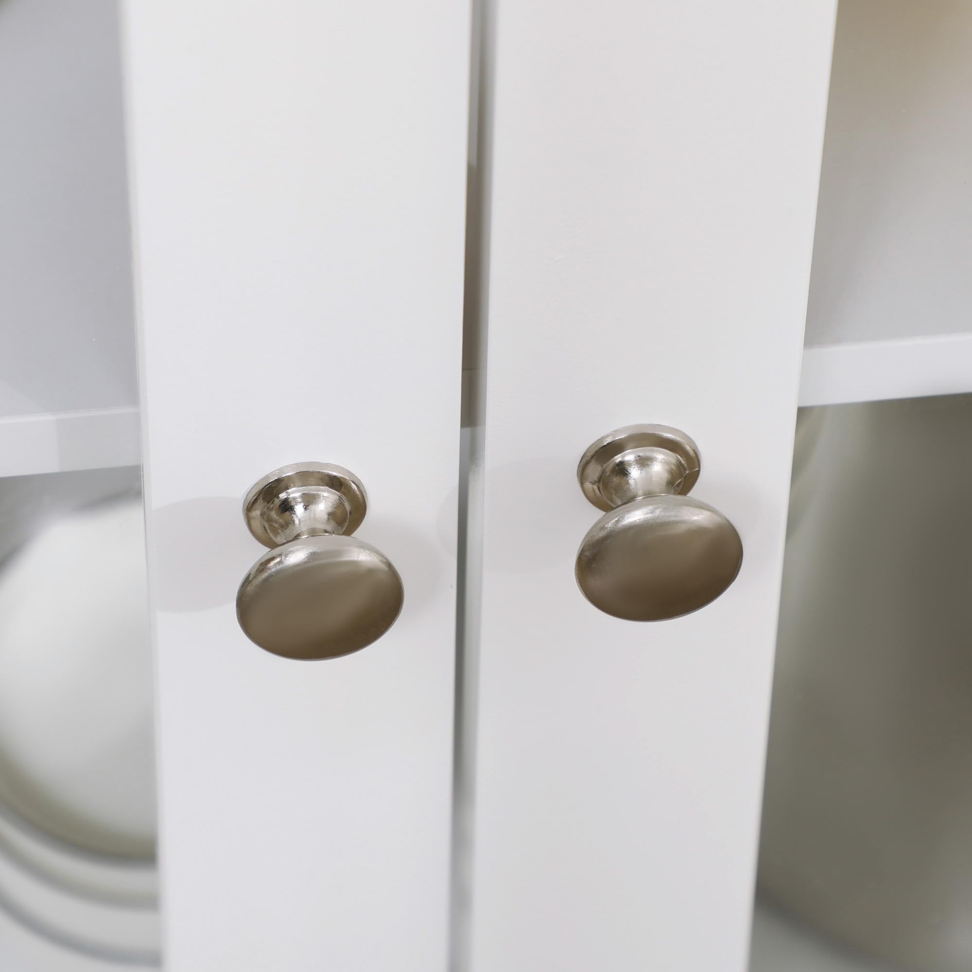 HOMCOM Aparador de Cocina Moderno Mueble Buffet Auxiliar con Cajón Estante Ajustable y 2 Puertas de Vidrio Armario de Almacenamiento para Salón Comedor 80x40x90 cm Blanco