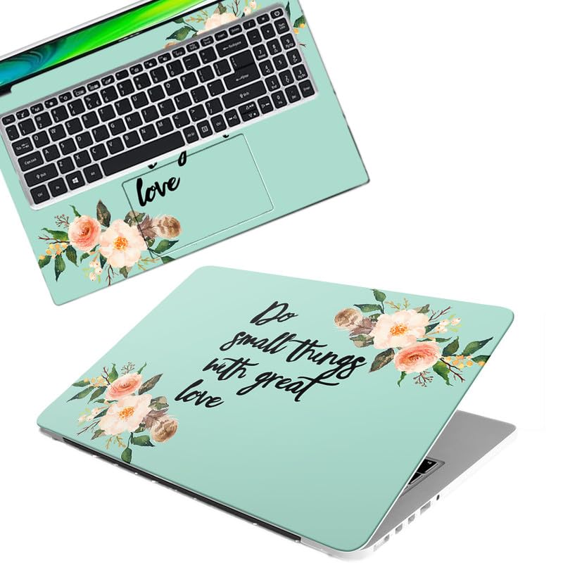 Motivational Floral Quote D2 Full Body Vinyl Laptop Skin/Sticker/Cover Upto 15.6 Inches Laptops Laminated-Removable-HD Quality Compatible for Hp-Dell-Sony-Lenovo-Asus etc.(15×10 Inches)