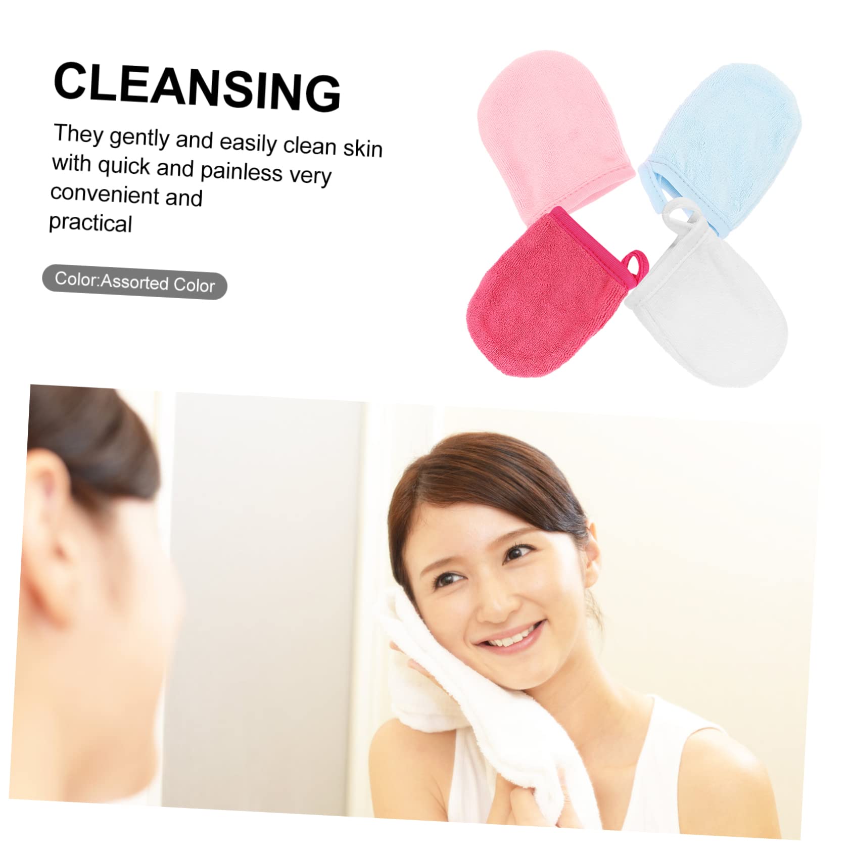 14 Sätze Reinigung Der Fingerspitzen Peelinghandschuhe Abschminkhandschuhe Abschminken Makeup Remover Handtücher Make-up-waschlappen Abschminktücher Superfeine Faser 4 Stück * 14 Healeved