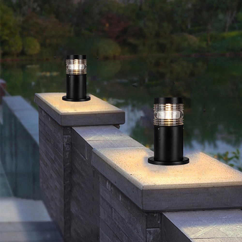 Lampe de Jardin Exterieur, Borne lumineuse, IP65 Etanche Eclairage, douille E27, pour les chemins, pelouses,Ampoule non Incluse (B)
