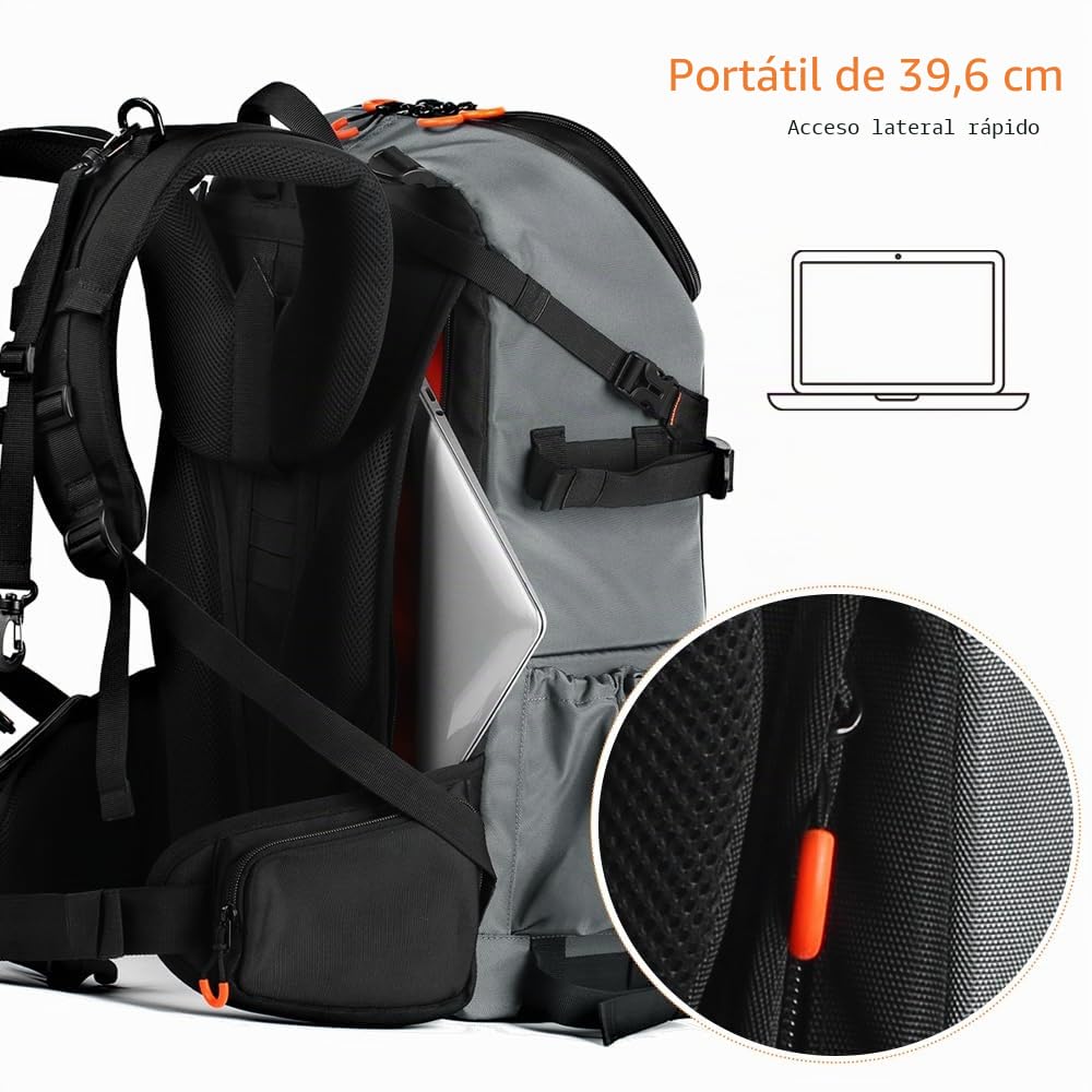 K&F Concept Professionelle Kamerarucksack,Große Fotorucksack Wasserdichte, Camera backpack für DSLR-Kamera mit 15,6-Zoll-Laptopfach Regenschutz, Geeignet für Stadtfotografie/Reisen/Wandern