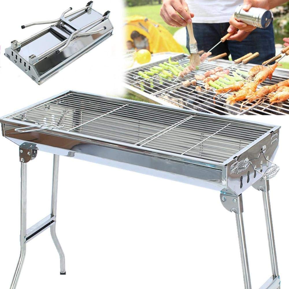 Parrilla plegable ajustable de acero inoxidable, portátil, para viajes, camping, mesa, parrilla de carbón