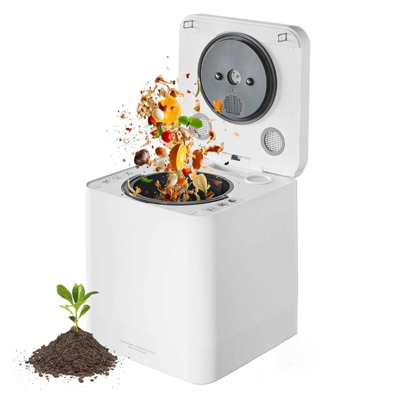 Cubo eléctrico de abono, compostador de cocina sin olor para interiores, 4 L, para residuos de alimentos, cuenta con ciclo de limpieza automática para facilitar el pre-compostaje de restos de cocina