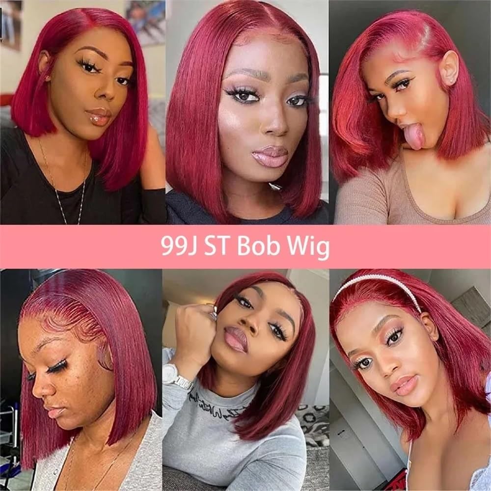 Parrucca Bob 13x4 con capelli umani, parrucche frontali in pizzo trasparente pre-pizzicate senza colla, for donne nere Soffice e Naturale