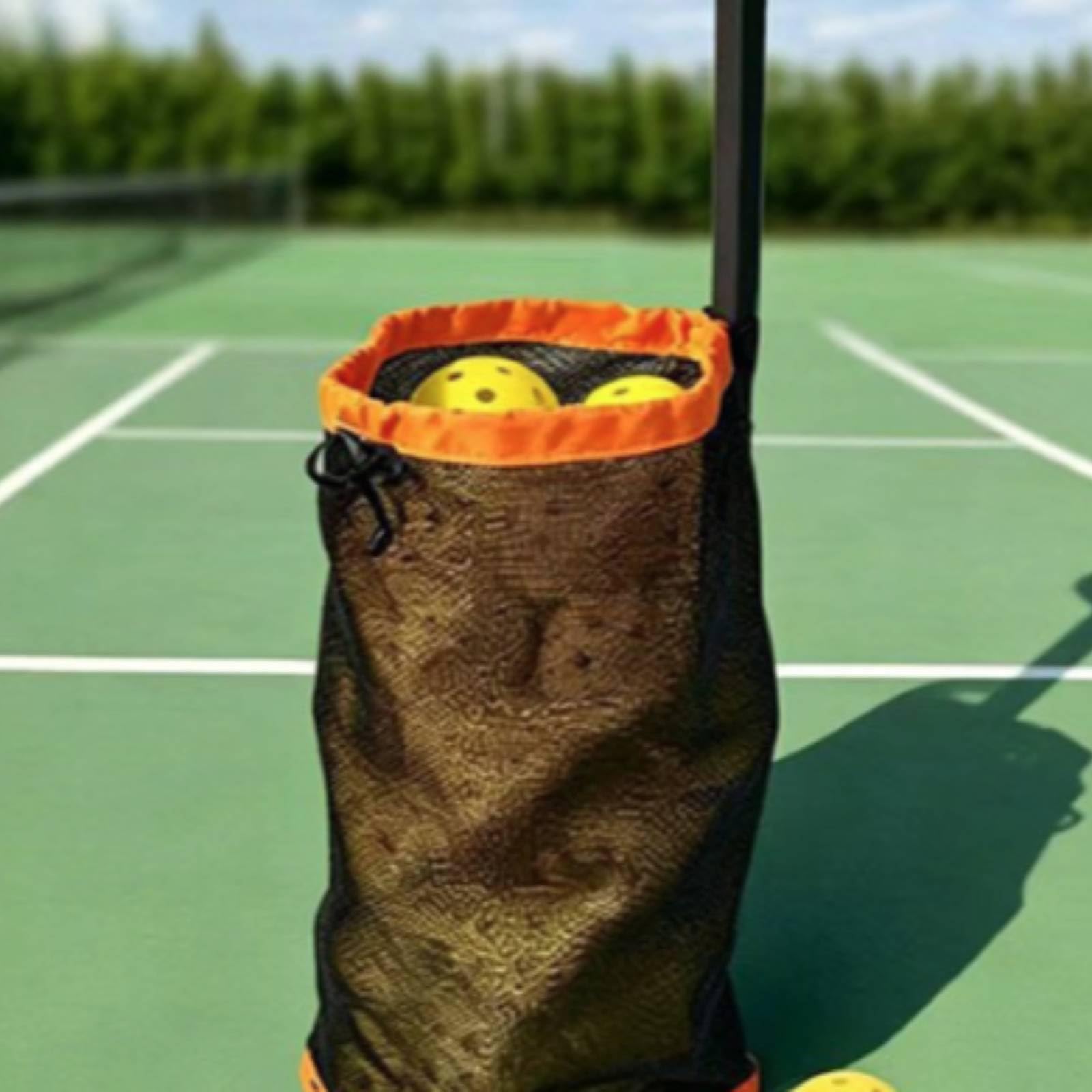 Dispositivo di Recupero Palline Raccoglitore Tennis Pickleball Cestino Rete Testa Altezza Regolabile Struttura Portatile in Oxford E Ferro Adatto per , Arancione