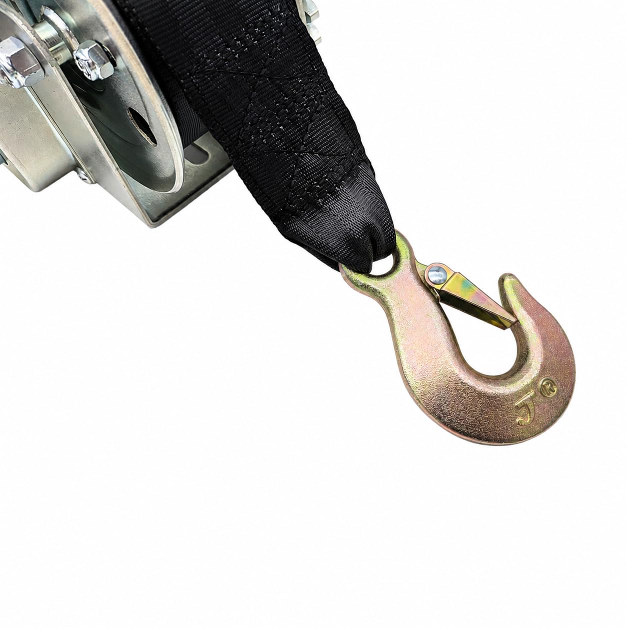 HGW Handseilwinde 500 kg gebremst mit 9 m Gurtband & Abrollautomatik | Bootswinde Anhängerwinde mit Lastdruckbremse und Sicherheitshaken | Abrollautomatik