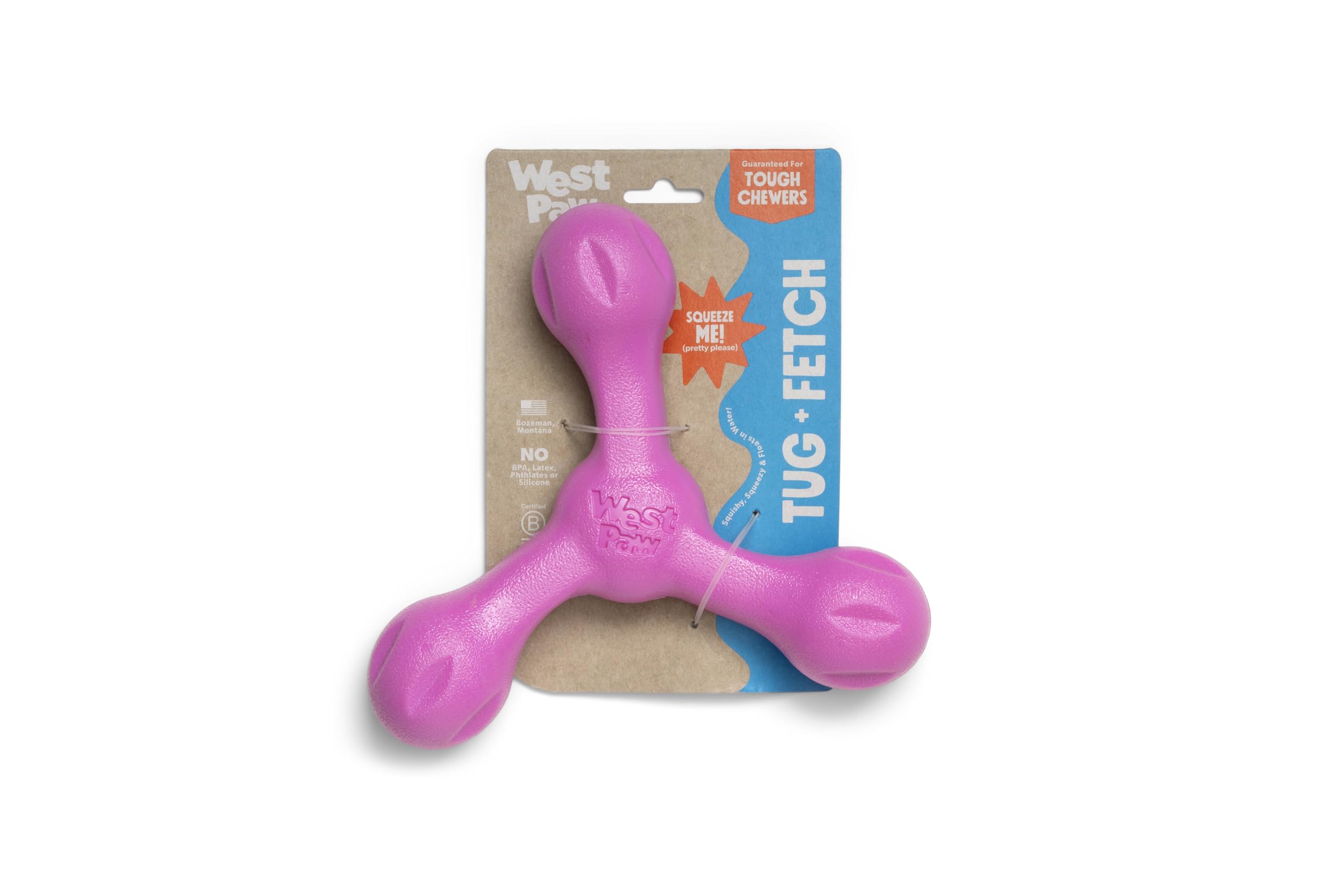 WEST PAW Zogoflex Air Skamp Tug-of-War Stick Dog Chew Toy – Hollow, Squishy Interactive Toy for Dogs, Puppies – for Chewing, Catch, Carry, Fetch, Dishwasher Safe, Latex-Free, Large 8.5", Hot Pink