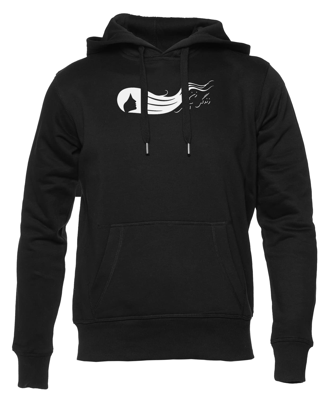 Zan-Zendegi-Azadi Farsi Felpa con Cappuccio Unisex Uomo Donna Nero Manica Lunga Hoodie Men's Women's Black