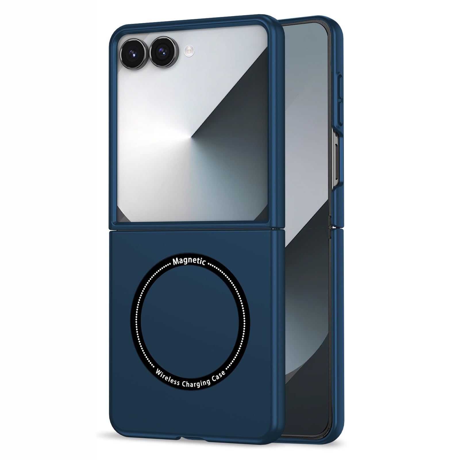 LUOTANL Magnetic Case for Samsung Galaxy Z Flip 8, Wireless Charging Shockproof Frosted Anti-Slip Grip Hard Shell,Blue,Flip 8