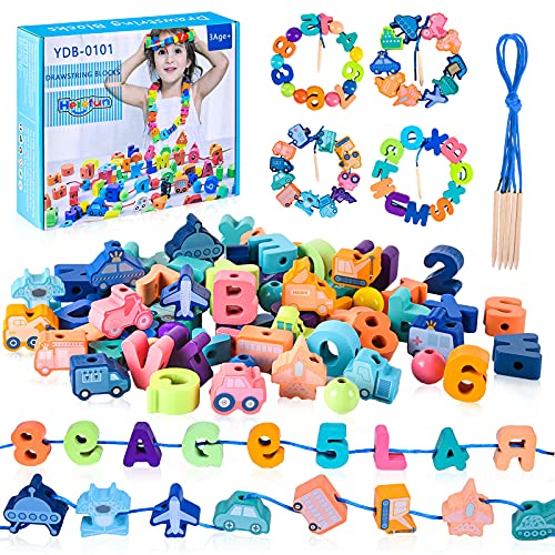 Herefun Giocattoli di Filettatura in Legno, 73 PCS...