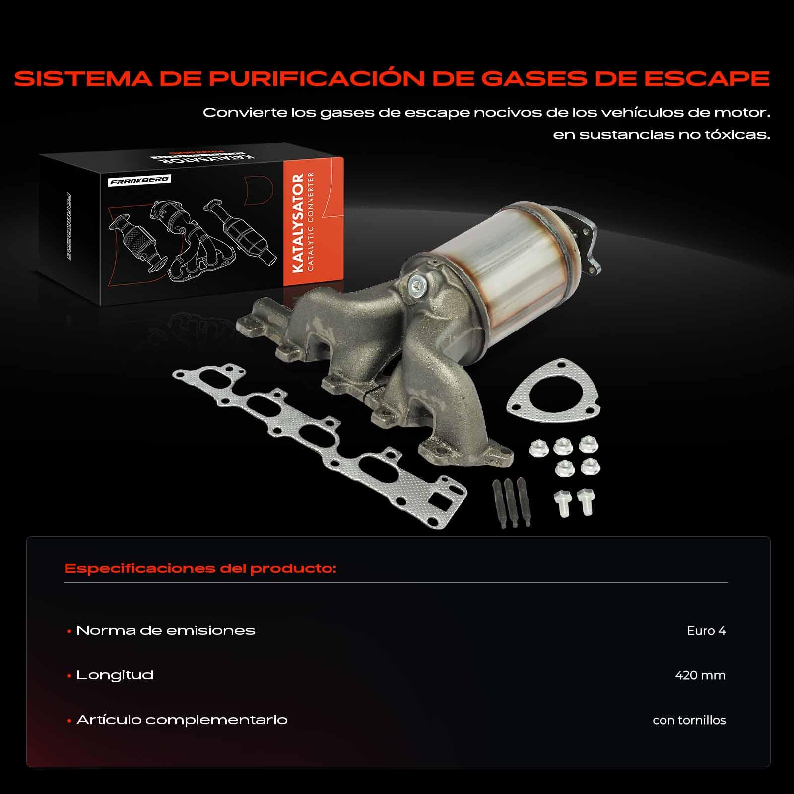 Frankberg Catalizador Gasolina Compatible con Astra H A04 1.6 Astra H CaR.A.Van A04 1.6 Meriva X03 1.6 Zafira/Zafira Family B A05 1.6 Astra H GTC A04 1.6 Replace# 55559624,55567136