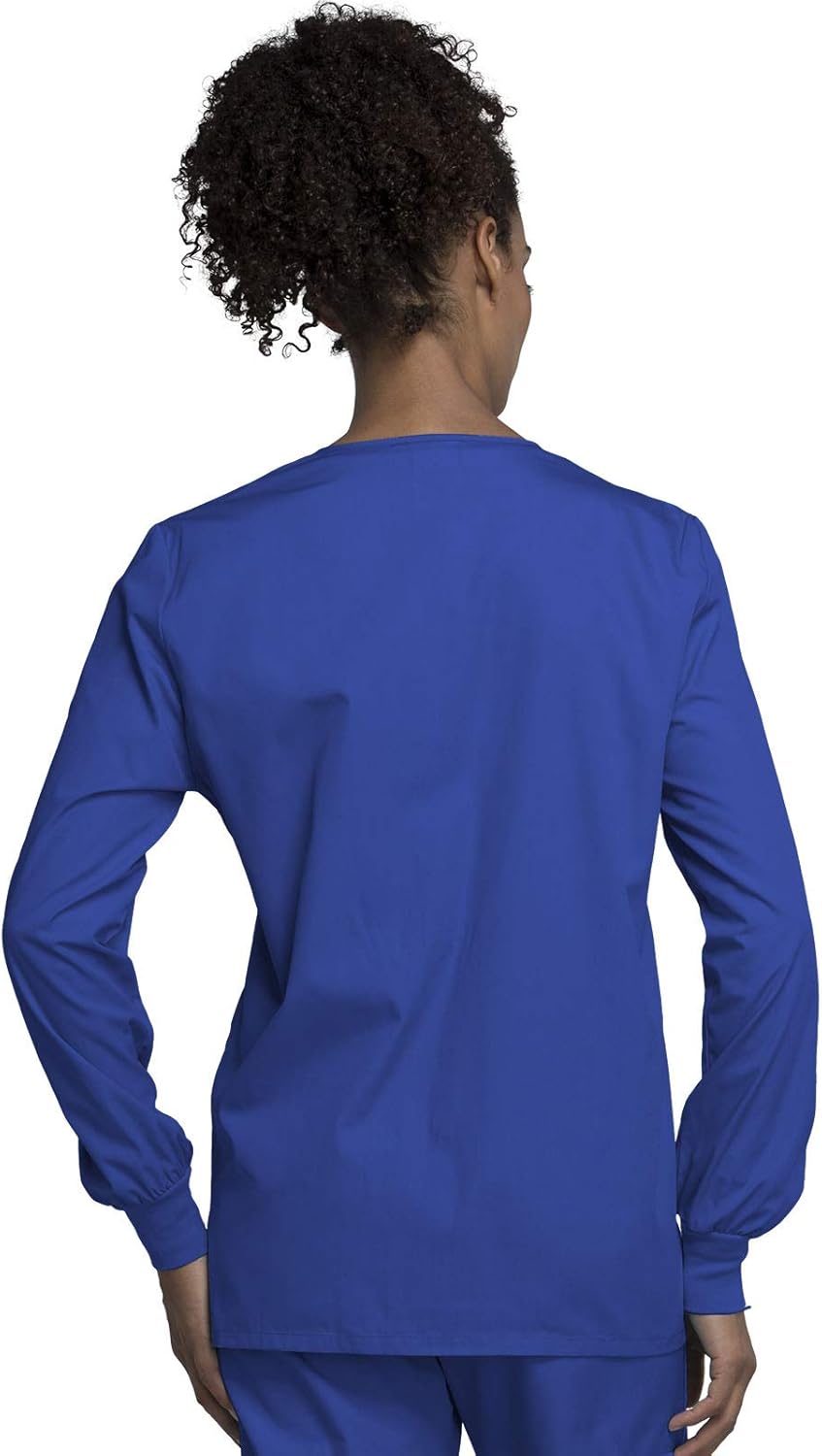 Cherokee scrubs jacket for women, Snap Front Warm-Up Jacket with 3 Pockets and Easy Care – 4350