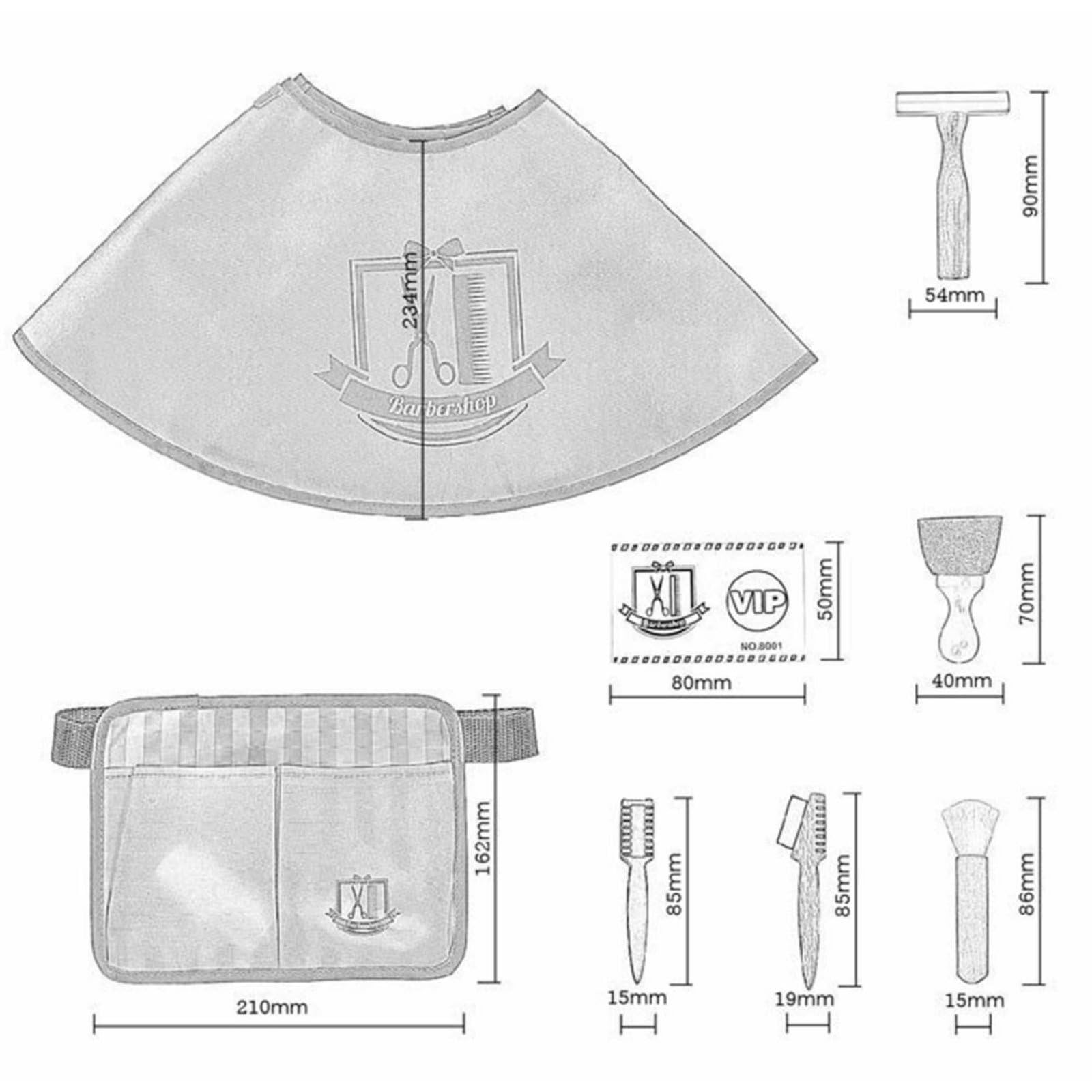 Set Parrucchiere Bambini Gioco Kit Capelli Forbici Finte Pettine Spruzzino Interruttore Mobile Legno Naturale con Borsa Organizer E Cintura Adatto a Gioco di Ruolo Compleanno Scuola Casa