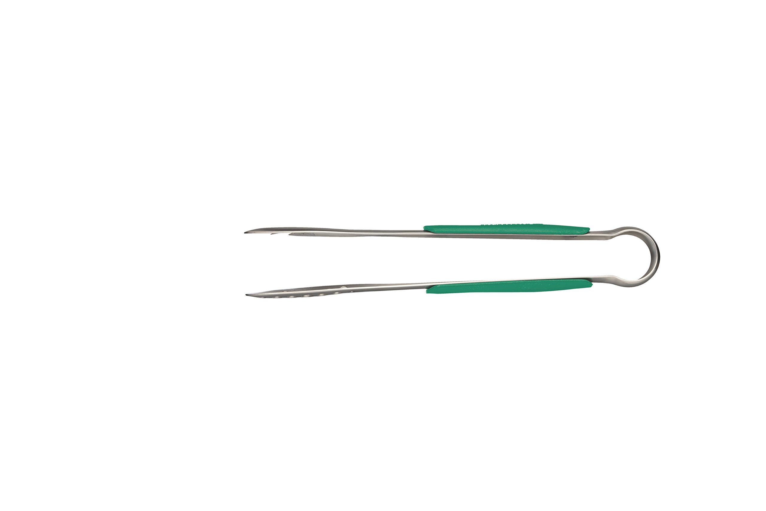 MasterClass Colour-Coded Catering-Quality Stainless Steel Serving/Cooking Tongs, 24 cm - Green (Vegetarian)