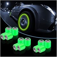 Vista 14 de 12 tapones fluorescentes con forma de calavera para válvulas de neumáticos de automóvil, cubierta de válvula de rueda de ABS resistente a