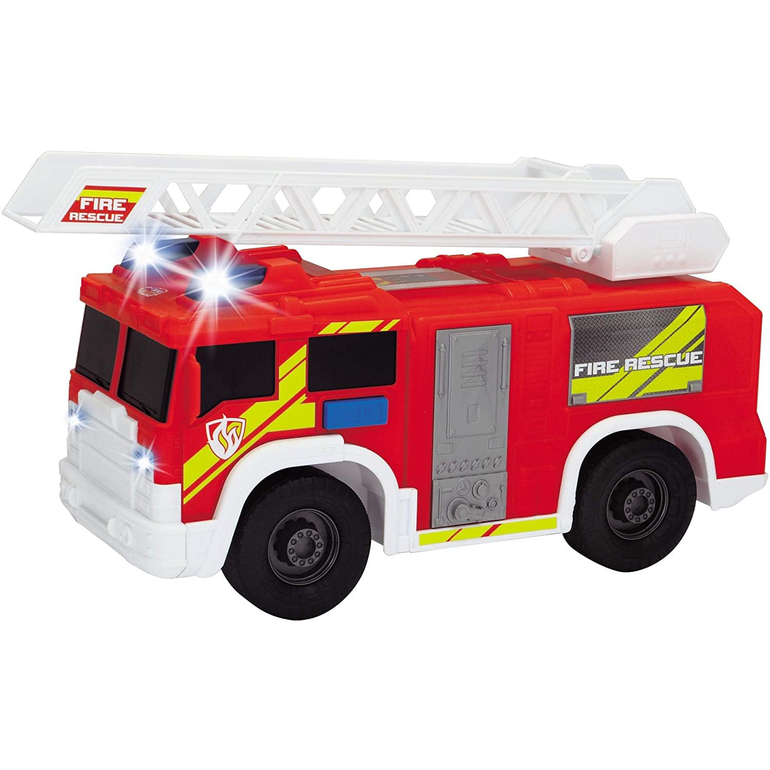Dickie Toys Camión de Bomberos con Luz y Sonido, Escalera Móvil y Extensible, Pilas Incluidas, Apto para Niños y Niñas de 3 a 6 Años de Edad, 30 cm