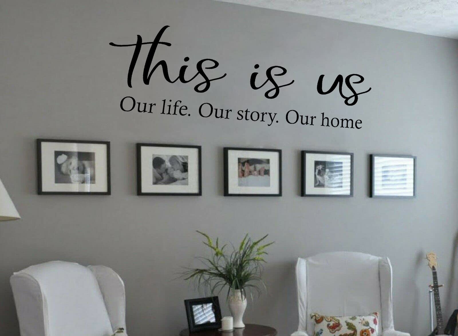 Wall Quote This is us... Sticker, Vinyl Decal, Modern Transfer, Decor, Decoration, Wall Art, Self Adhesive White | Large 120cm (w) x 42cm (h)