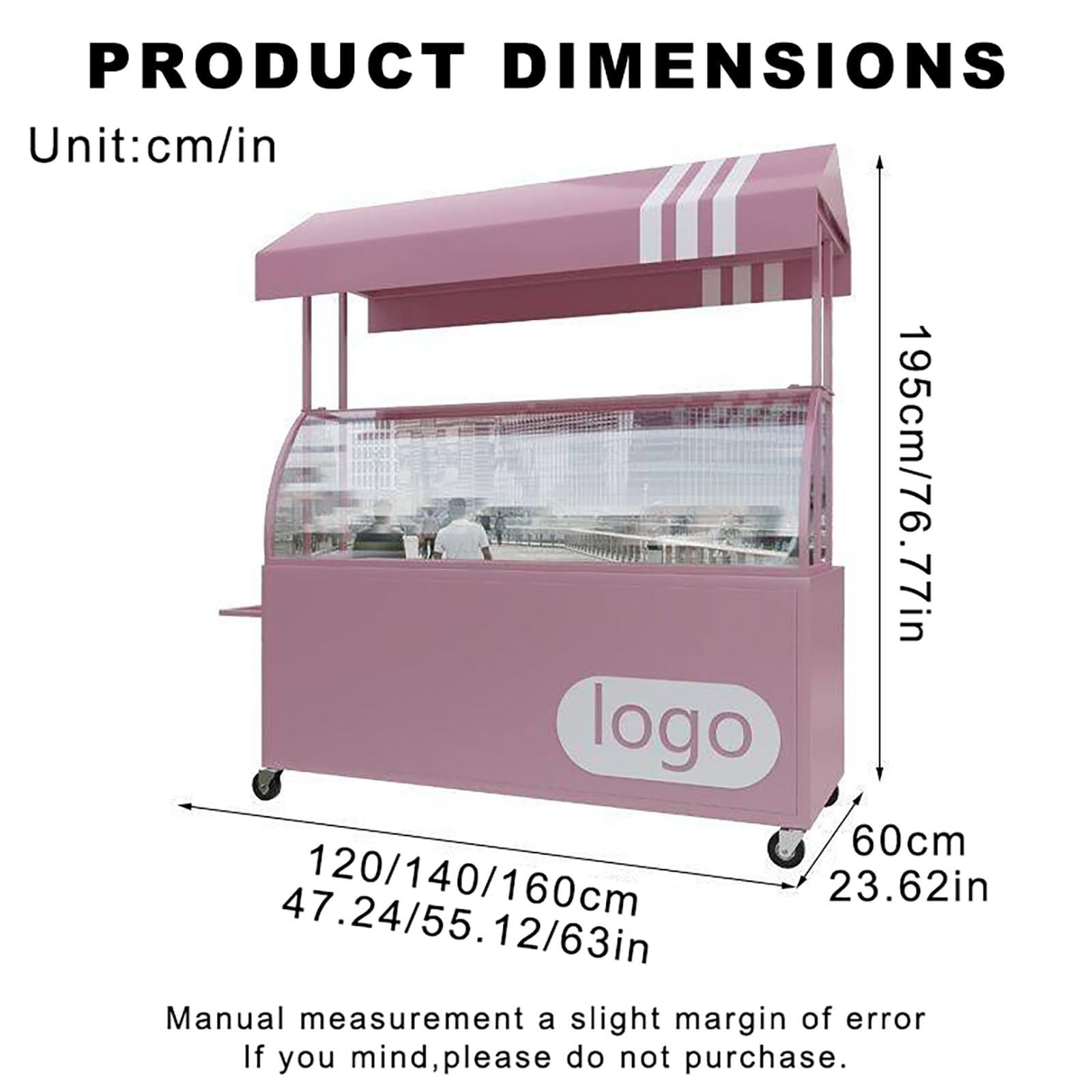 Móvil de Venta Ambulante de Comida Quiosco de Comida Concesionaria con Ruedas Freno para Eventos Fiestas y Puestos de Mercado.(Nero,120x60x190cm)