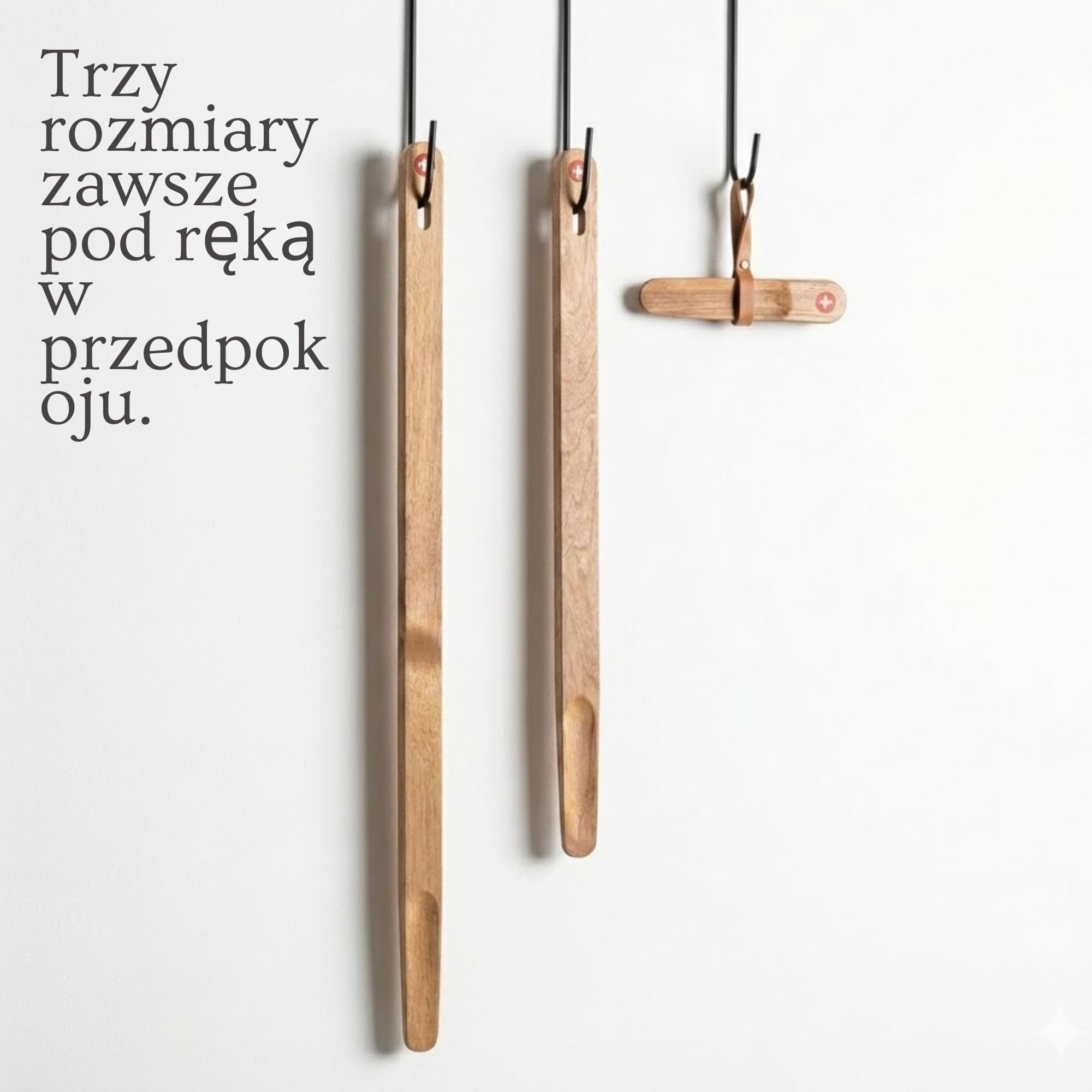 PAVLOVA'S Solidne łyżki do butów z litego szwajcarskiego orzecha włoskiego | Zestaw 3 uchwytów w różnych rozmiarach | Praktyczny pomocnik w butach dla mężczyzn, kobiet, dzieci i seniorów | 10 lat