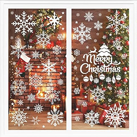 Party-Poter Christmas Windows Stickers Snowflake Window Clings Snowflakes Window Stickers Snowflake Window Decorations Christmas Snowflake Stickers Window Snowflake Stickers Cover