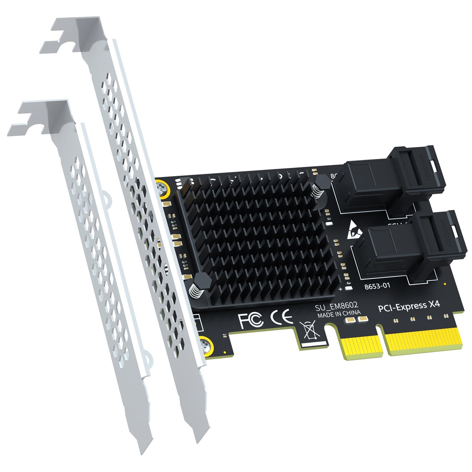 GLOTRENDS SF22 Tarjeta Adaptadora SFF-8643(Mini-SAS HD) de 2 Puertos a PCIE 3.0 X4, con Función PCIe Bifurcación, Soporte Estándar y Bajo Perfil