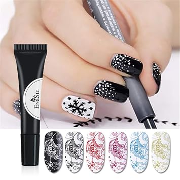 3pcs Nail Stamping Gel Polish Set Stamp Paint UV Gel Nail Polish Kit for Stamping Plates Print Gel Lacquer kit with Laser Nail Stamper (01)
