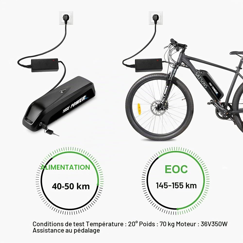YOSE POWER Hailong Batterie de vélo électrique 36V pour Moteur 250W / 350W /500W Tube inférieur pour Mifa Vaun Prophete