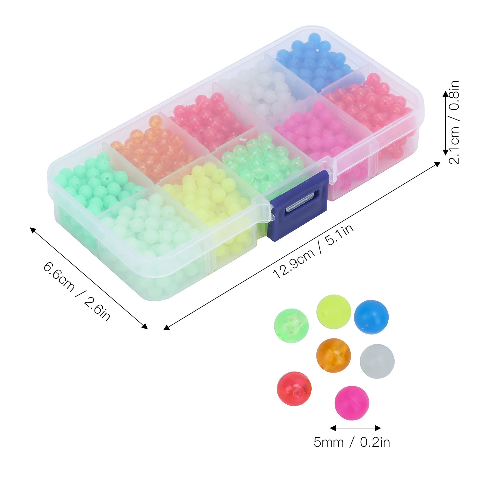 Yuecoom Fishing Beads Lure Tackle, 1000pcs Colorful Float Glow Fishing Rig BeadsFishing Beads Assorted Set for Fishing Tool(B)