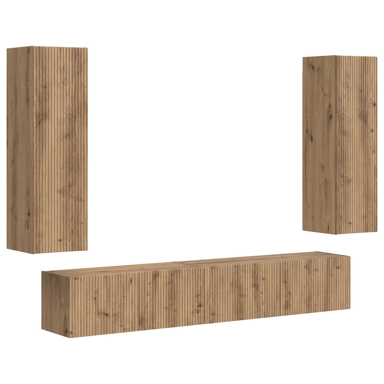 Tidyard Armario de TV Moderno para Sala de Estar - Madera de Ingeniería, 30x31x100 cm, 5 Puertas, 2 Estantes Modelo YFXLYDZJ-3408987ES