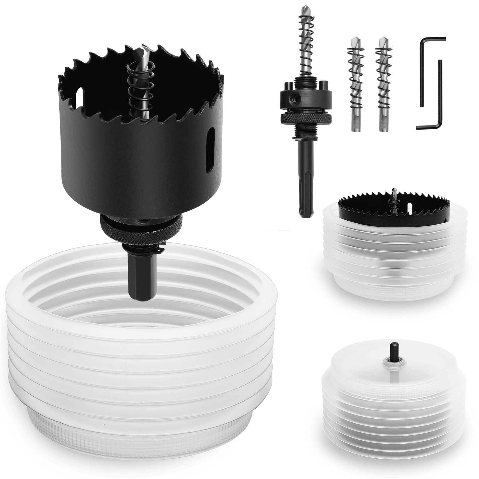 2-3/8" | 60mm Hole Saw for Recessed Lights,2-3/8" Bi-Metal Hole Cutter with Dust Bowl Include Hex Shank & SDS Plus for LED Recessed Ceiling Lighting